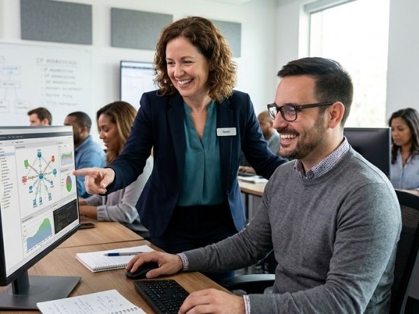 Docente y estudiante en aula de capacitación laboral | Bureau Veritas Certification Colombia.