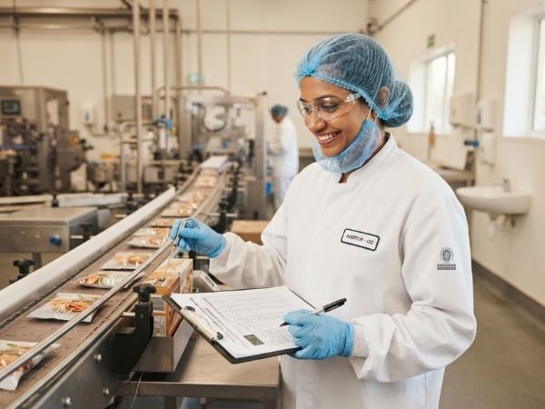 Auditora verificando puntos criticos de control HACCP en planta de alimentos | Bureau Veritas Certification Colombia